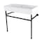 Kingston Brass 39 Porcelain Console Sink with Stainless Steel Legs 8 Centers, WhiteMatte Black VPB3917W0ST - alternate 1